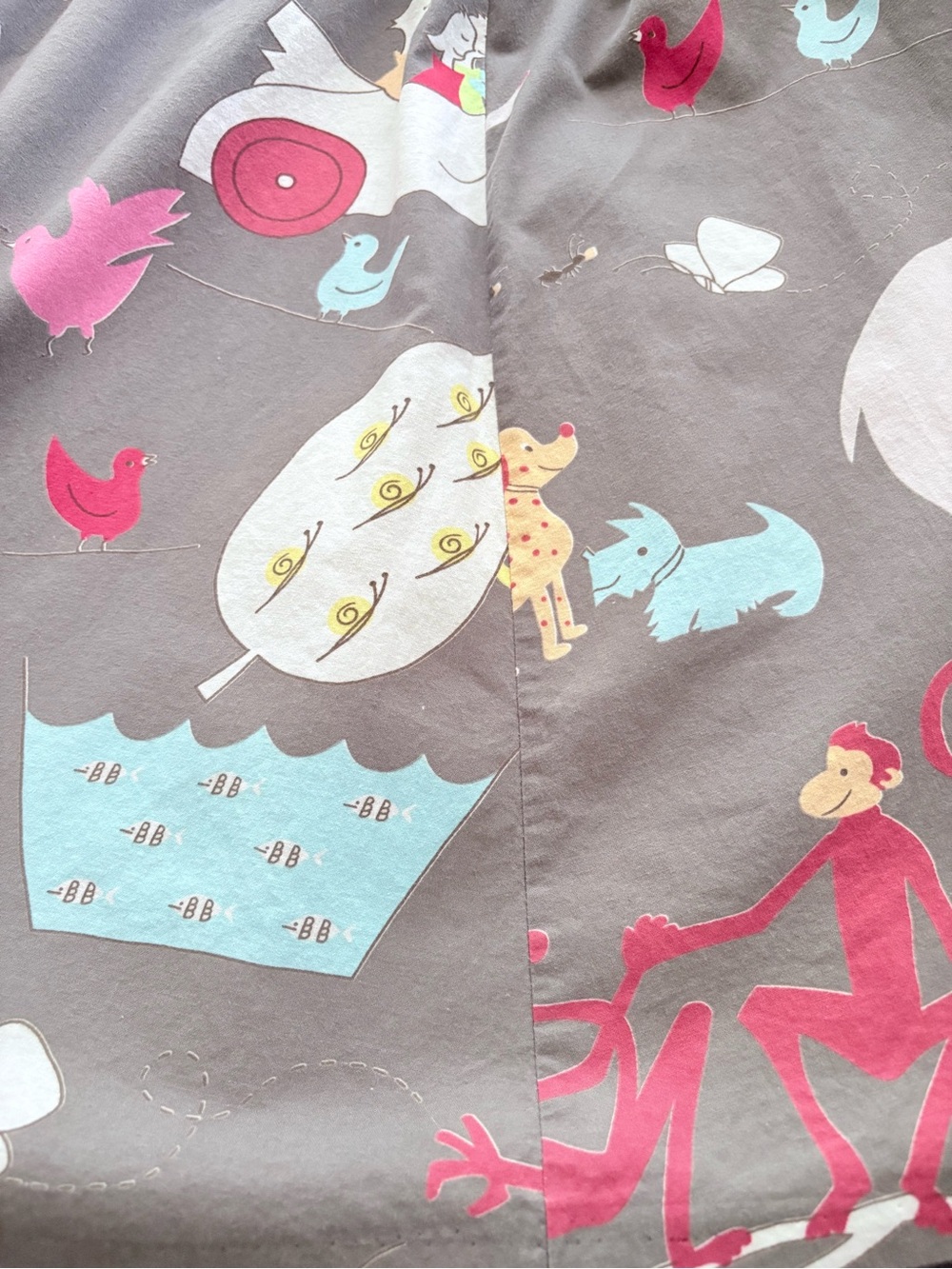 Lovely Kate Rare Whimsical Gray Animal Novelty Print A-Line Retro Cotton Skirt S - Picture 9 of 11